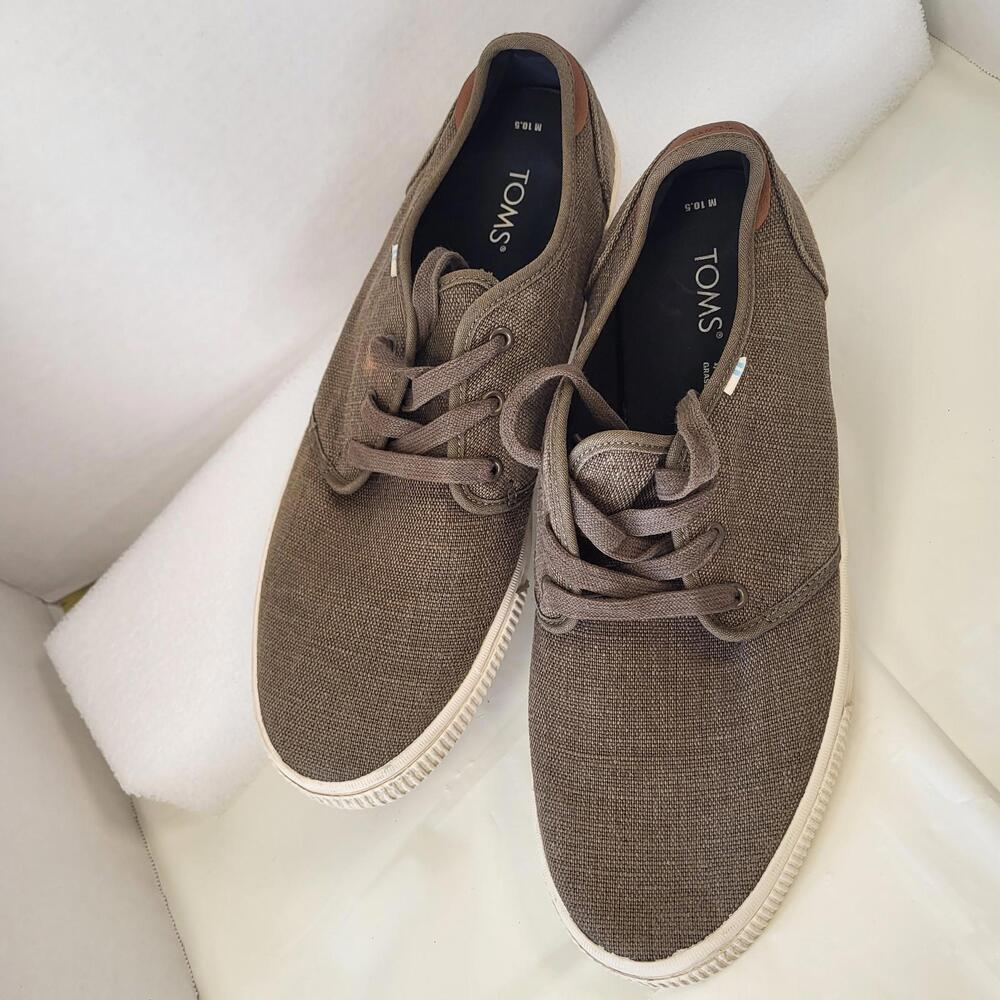 TOMS Carlo men's lace-up sneakers brown blend sz 10.5 used fair condition
